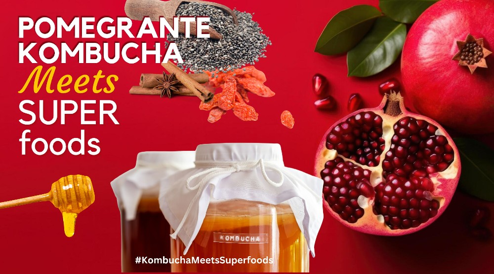 Pomegranate Kombucha meets superfoods